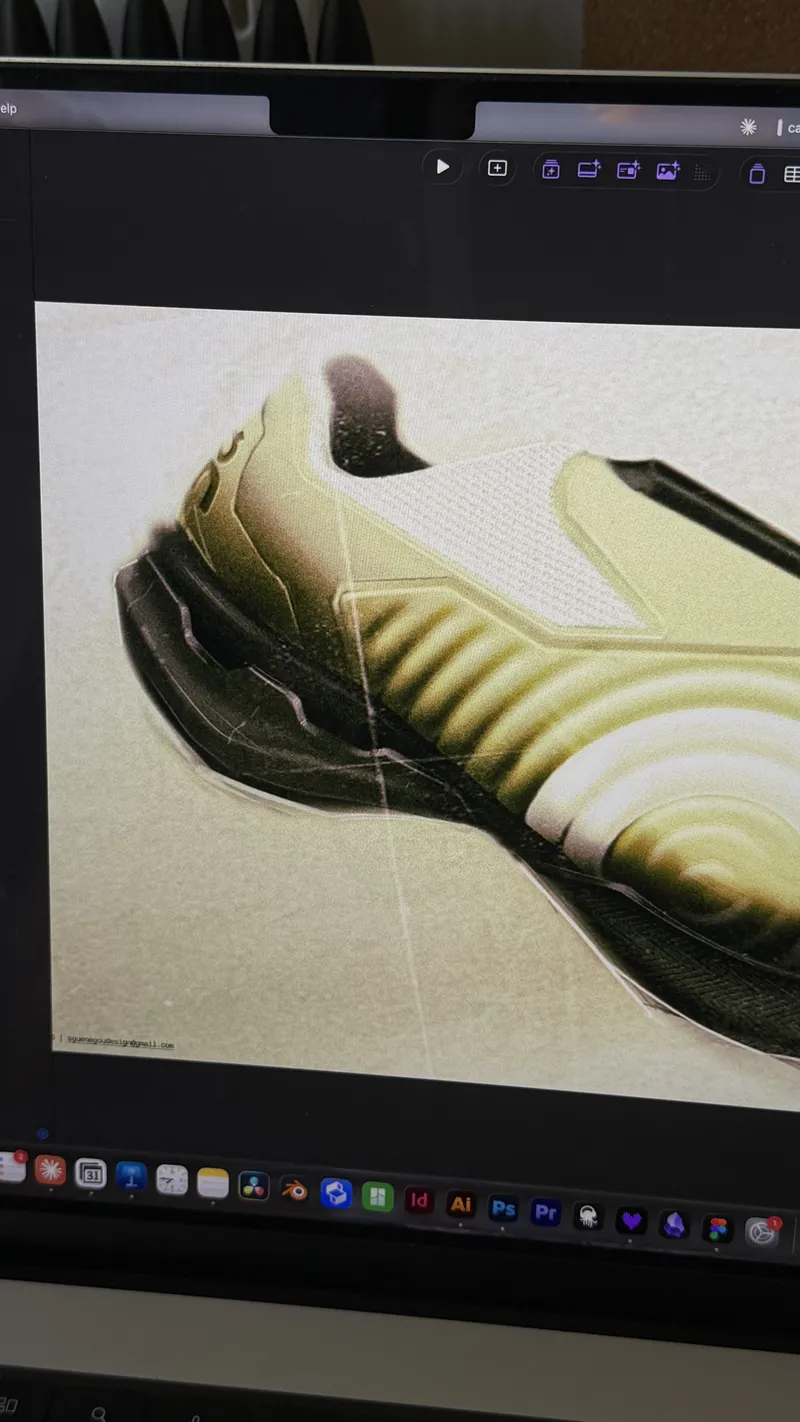 Green shoe render on screen