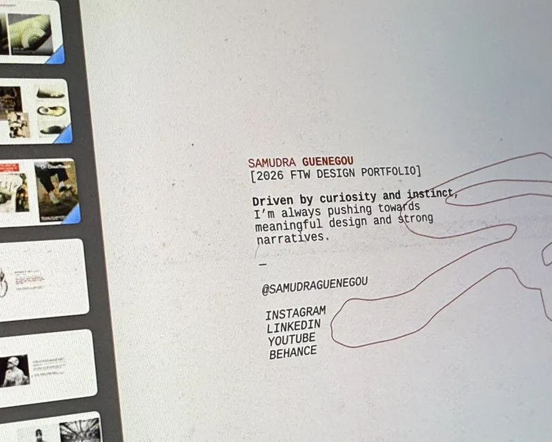 Portfolio cover on a screen