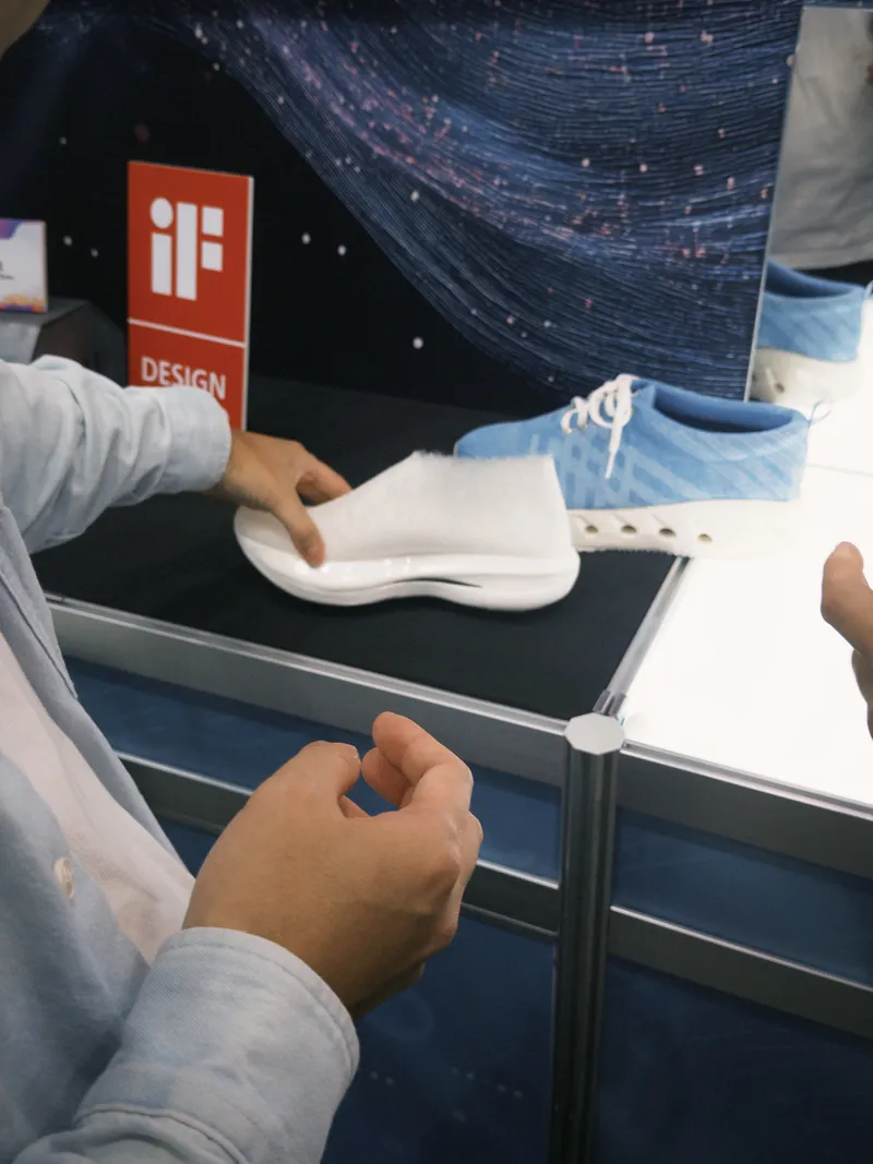 Shoe prototype on show at a design fair