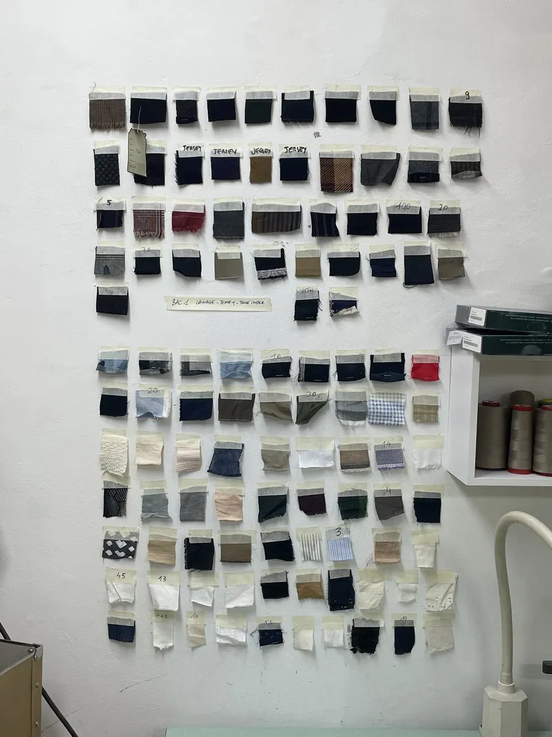 Wall of fabric swatches