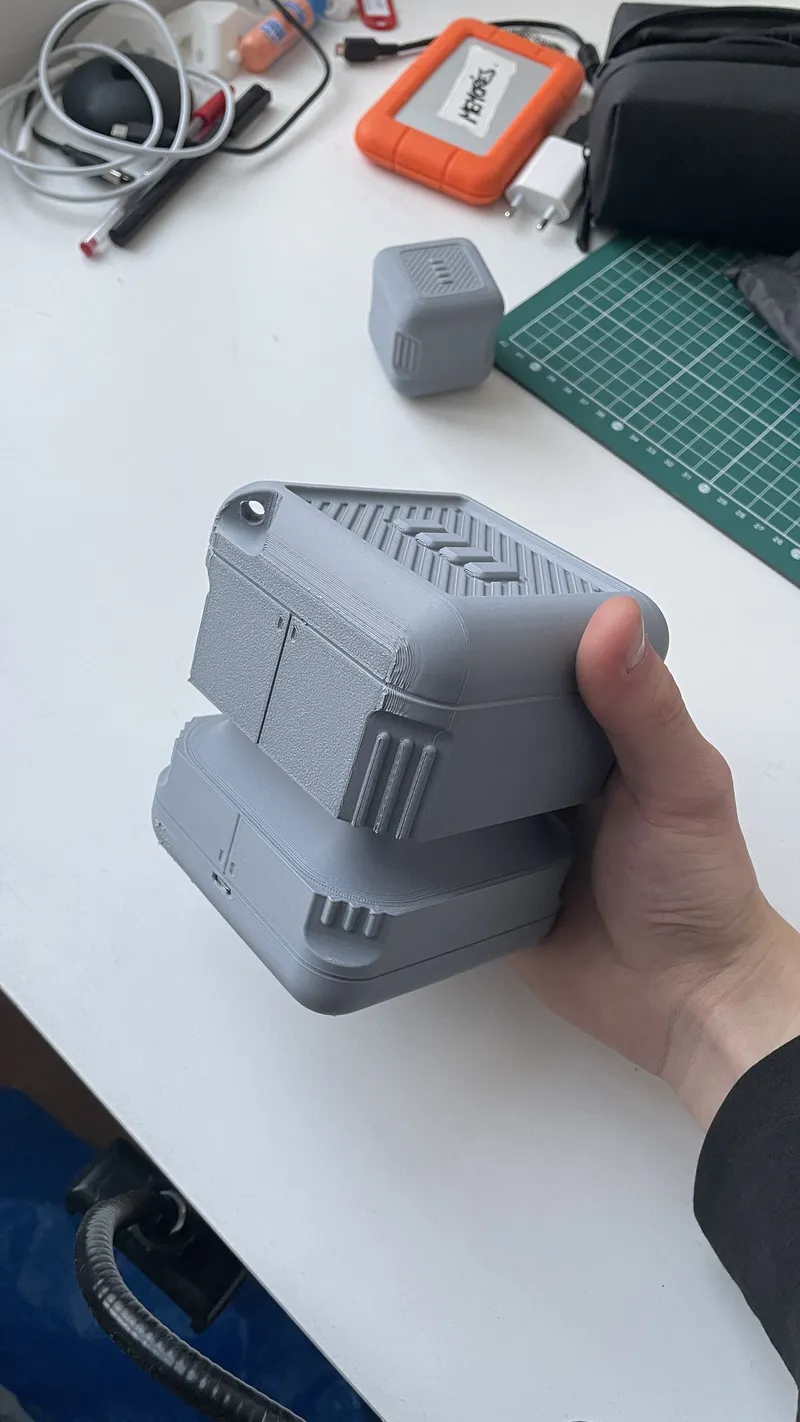 3D printed prototype held in hand