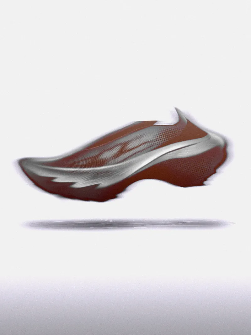 Running shoe concept render in dark red