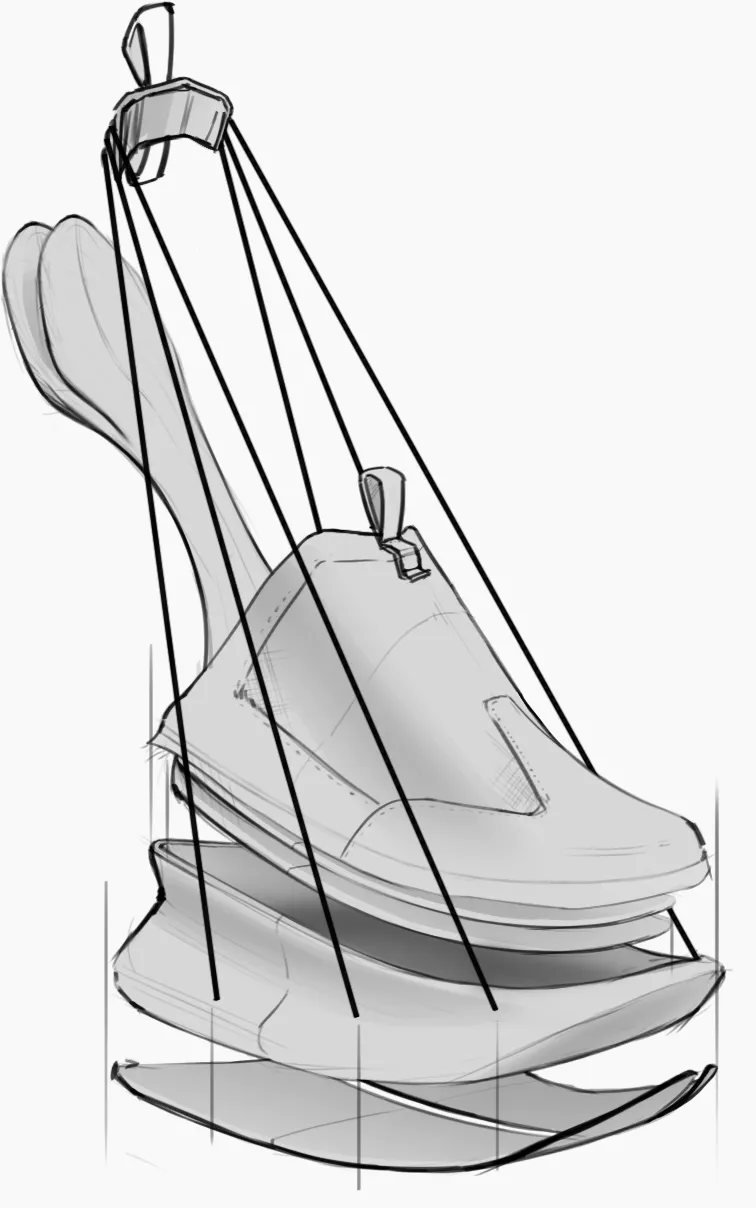 Exploded view of a shoe