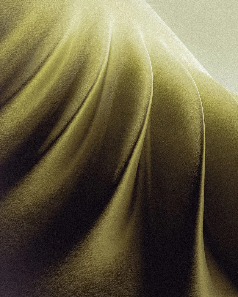 Close-up render of golden folds