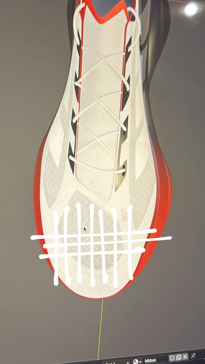 Outsole render on a screen