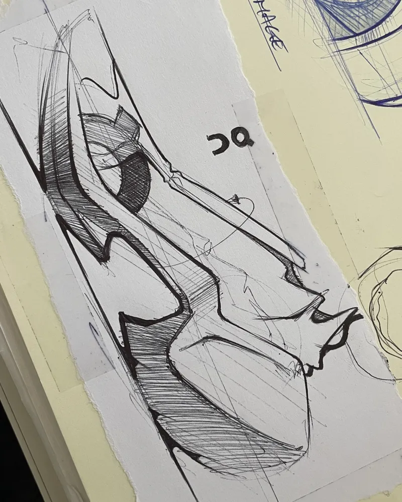 Pen sketch of a shoe in profile