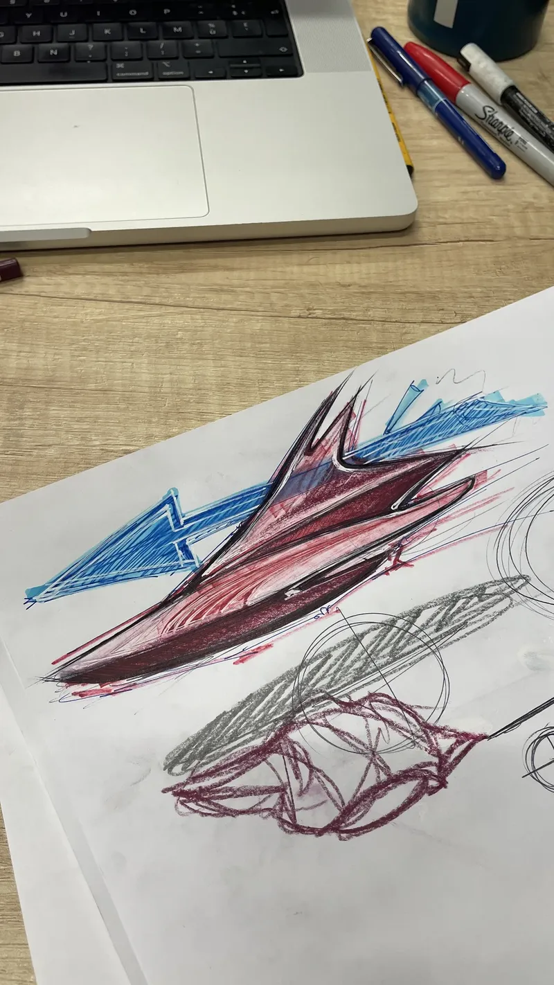 Marker sketches of a football boot