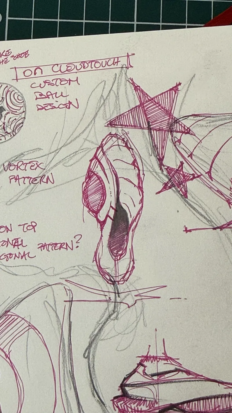 Pink pen sketches for On CloudTouch