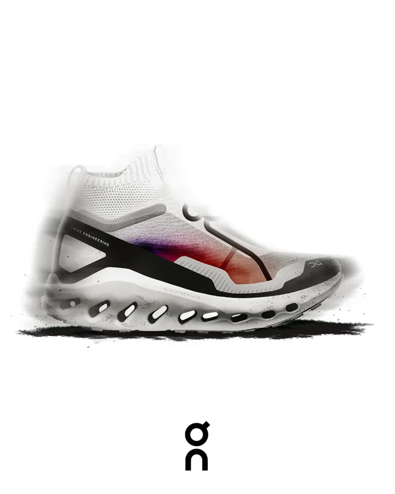 Running shoe sketch with a red accent