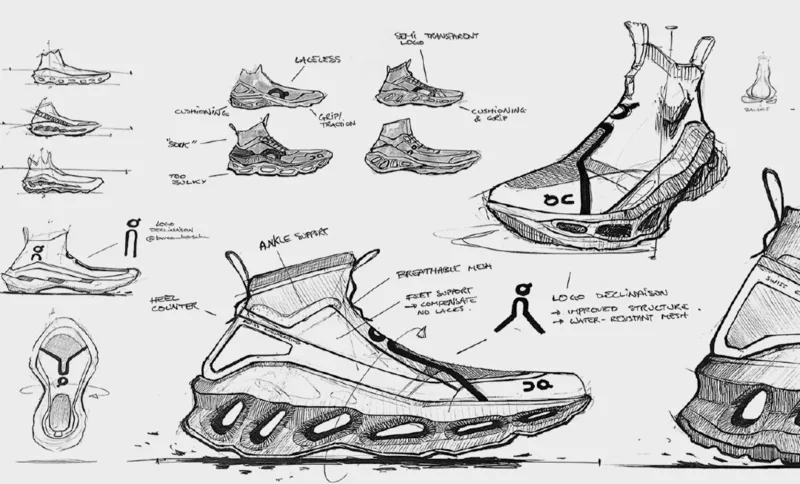 Sketch sheet of running shoe explorations